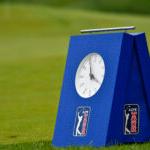 photo of time clock at the 2022 Wells Fargo Championship with an 8 under par at TPC Potomac at Avenel Farms